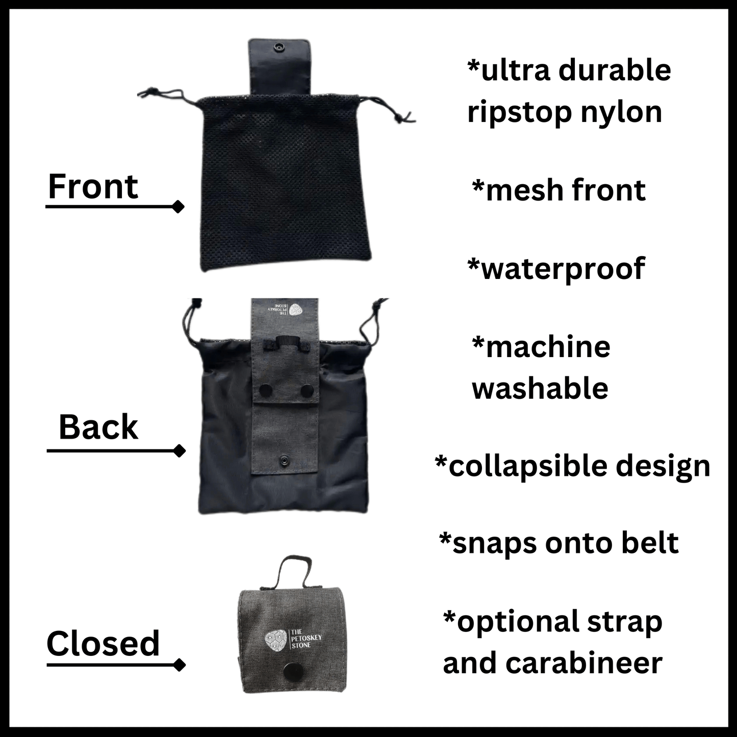 Collapsible Rock Collection Pouch - PREORDER PAGE (expected in Feb) - The Petoskey Stone