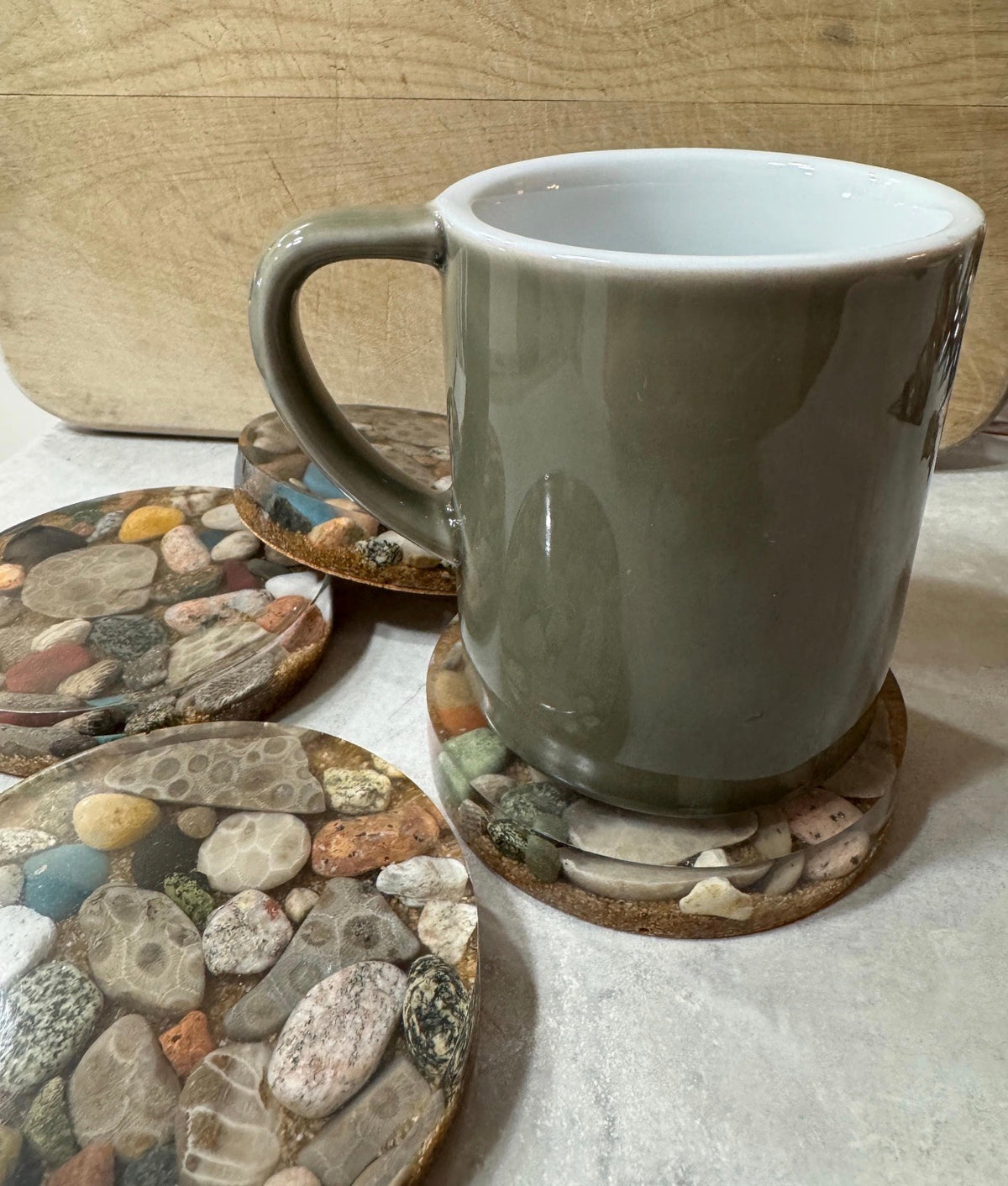 Petoskey Stone and Michigan Rocks Resin Coasters